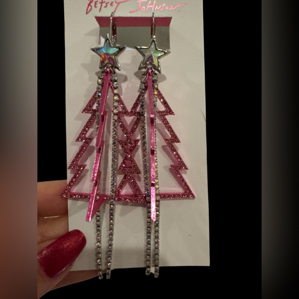 BETSEY JOHNSON PINK HOLIDAY SPARKLING STONE EARRING